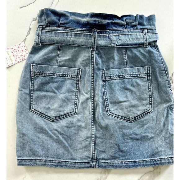 Free People Splendor in the Grass Paperbag Denim Skirt Size 4 - Picture 4 of 5